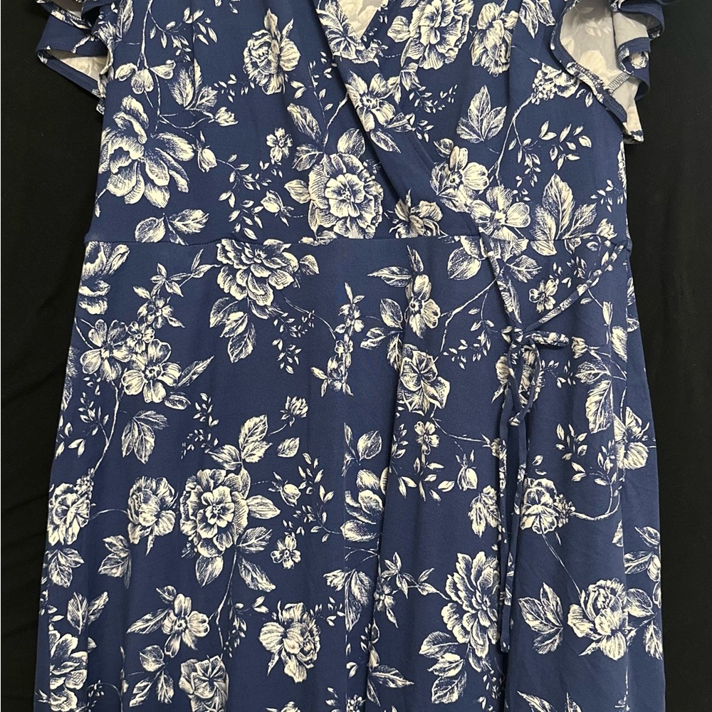 Floral Blue and White Dress